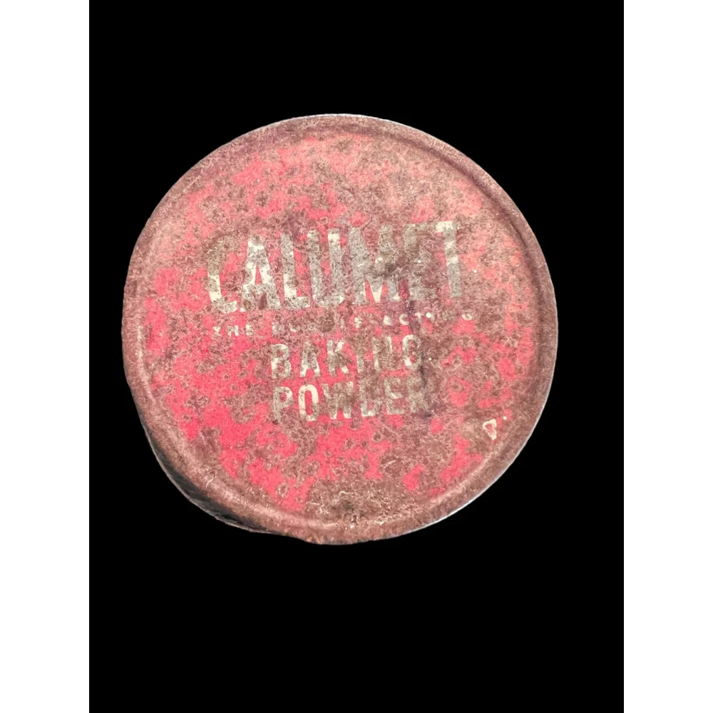 Rare Tin Antique Chippy Advertising Calumet Baking Powder Chippy Red Aged Patina